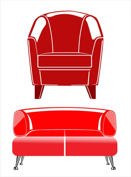 ラウンジの椅子とソファ — ストックベクタ