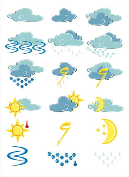 Ícones de previsão meteorológica — Vetor de Stock