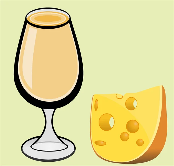 Copa de vino y queso — Archivo Imágenes Vectoriales