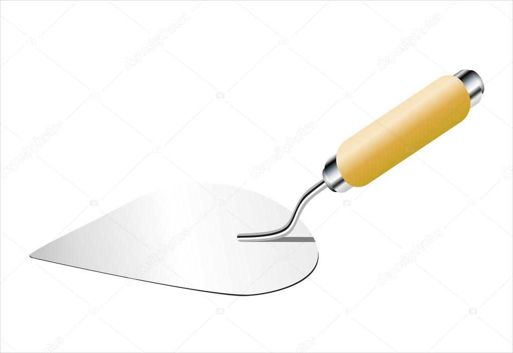 Construction trowel with wooden handle