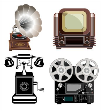 Vintage teknolojileri Icon set