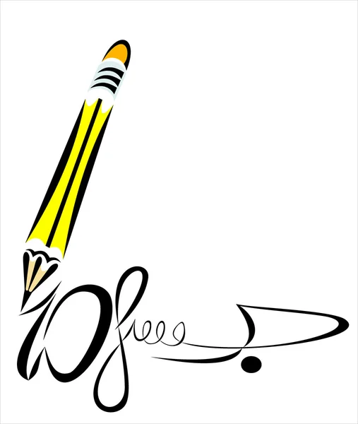 Potlood en handtekening — Stockvector