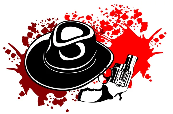 Sombrero de vaquero con pistola de sangre . — Vector de stock