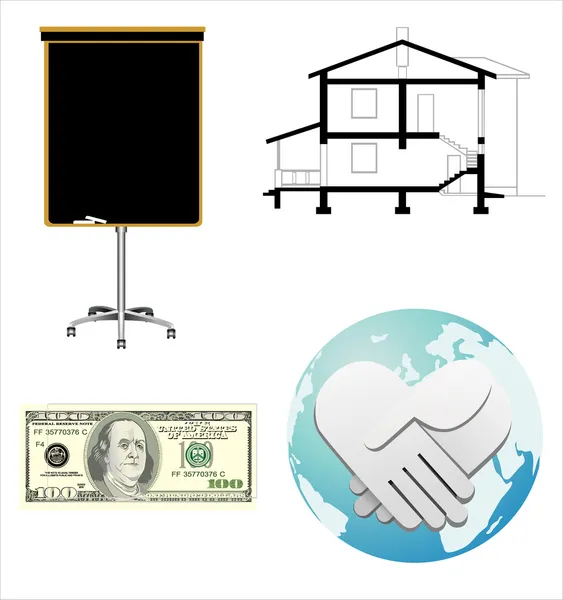 Geschäftssymbole, Personalwesen, Finanzen, Logistiksymbole — Stockvektor