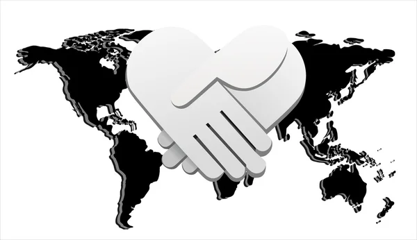 Handshake on world map background — Stock Vector