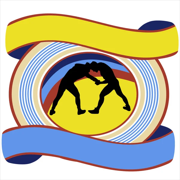 摔跤是物理的竞争，两个竞争者之间的竞争 — 图库矢量图片