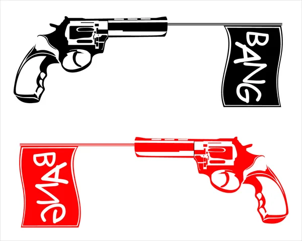 Zbraň střílí vlajky bang — Stockový vektor