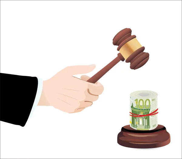 Korrupt bírósági marok fehér alapon — Stock Vector