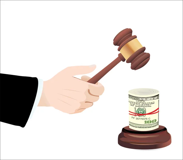 Korrupt bírósági marok fehér alapon — Stock Vector