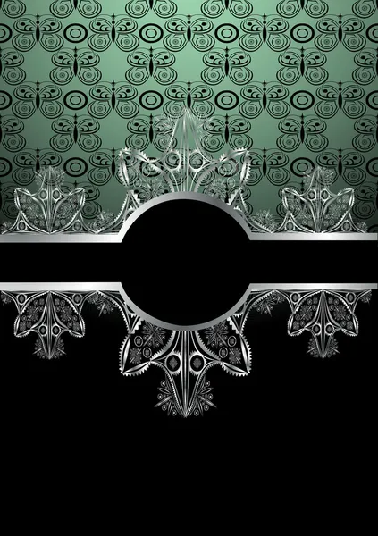 ダマスク織の背景にビンテージ フレーム — ストックベクタ