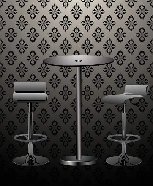 高ガラストップのテーブルと椅子の古いスタイルのインテリア — ストックベクタ