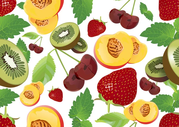 様々 な果物とのシームレスな背景 — ストックベクタ