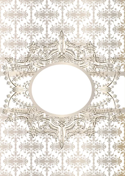 Vintage seamless wallpaper with a ribbon and frame in pastel colors. — Stock Vector
