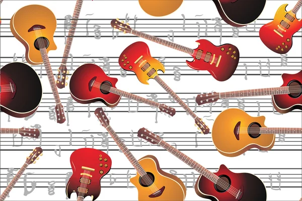 Guitarra acústica e fundo de guitarra elétrica — Vetor de Stock