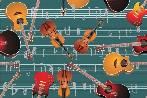 Guitare acoustique et électrique sans motif — Image vectorielle