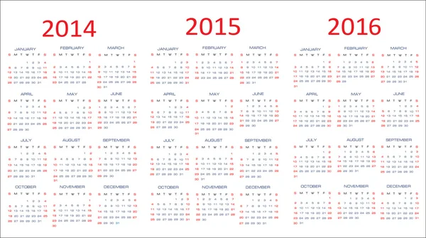 Takvim yıl 2014-2016 klasik Şablonlar