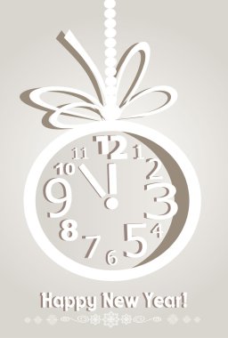 Yeni yıl kartı. Noel top ile masa saati