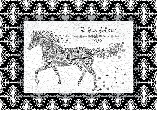 Año del caballo. Feliz año nuevo 2014 ! — Archivo Imágenes Vectoriales