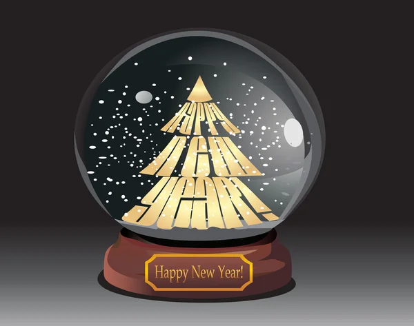 Snow globe with christmas tree — Stock Vector