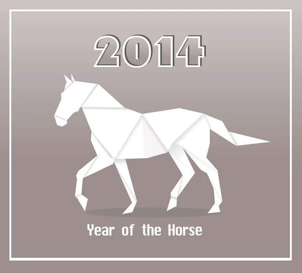 Año nuevo origami papel caballo 2014 tarjeta de celebración — Archivo Imágenes Vectoriales