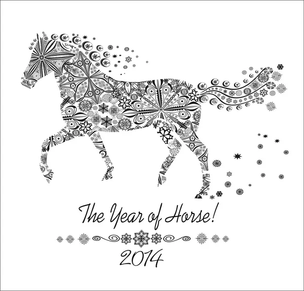 Año del caballo. Feliz año nuevo 2014 ! — Vector de stock