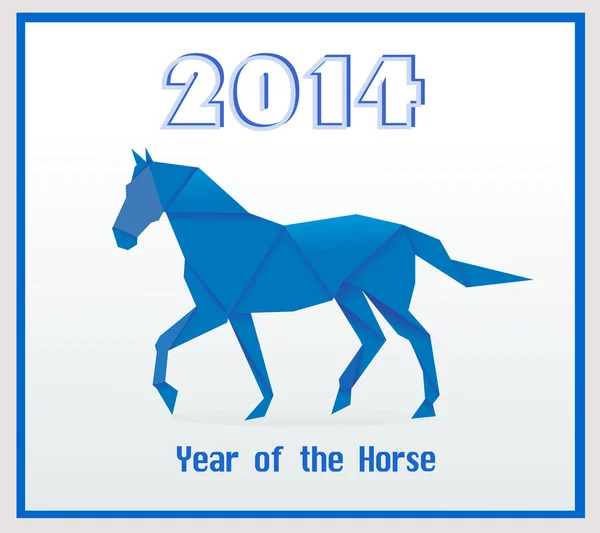 Año nuevo origami papel caballo 2014 tarjeta de celebración — Vector de stock