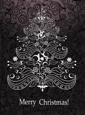 Noel kartı. Noel ağacı.