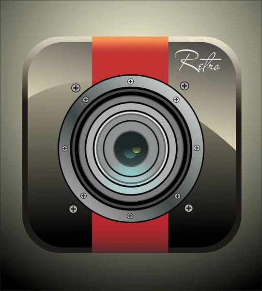 Ročník fotografické kamery ikona — Stockový vektor