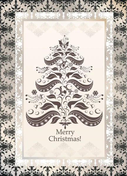 Tarjeta de Navidad. Árbol de Navidad . — Archivo Imágenes Vectoriales
