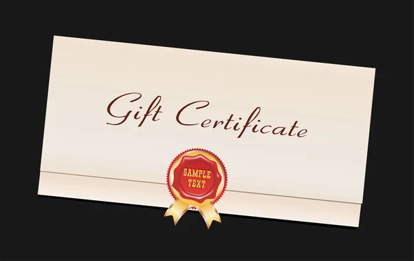 Certificado de regalo aislado en negro — Vector de stock