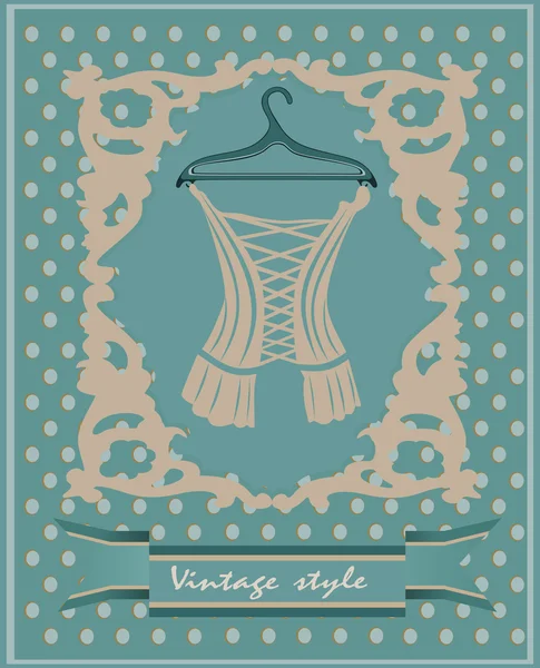 Corsé vintage. Tarjeta postal . — Vector de stock