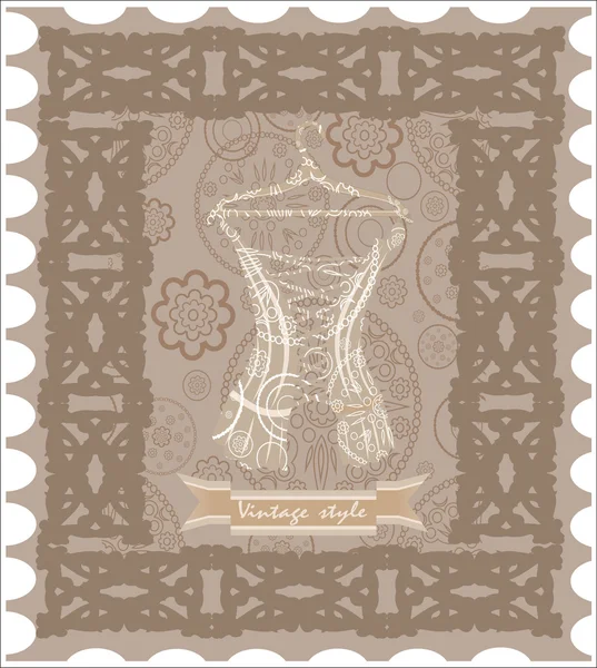 Vintage corset. Postcard. — Stock Vector