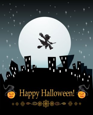 kabaklar evi ve yıldız Halloween gece arka plan