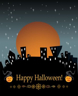 kabaklar evi ve yıldız Halloween gece arka plan