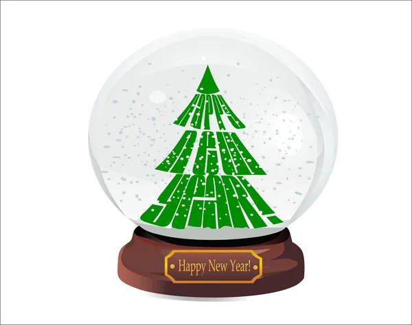 Snow globe with christmas tree — Stock Vector