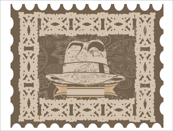 Cowboy hat.Vintage Cartão postal . — Vetor de Stock