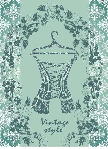 Corsé vintage. Tarjeta postal . — Vector de stock