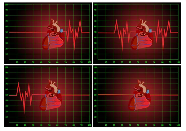 Heart pulse monitor with heart — Stock Vector