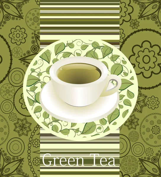 Té verde. Menú de té. Plantilla de tiempo té . — Vector de stock