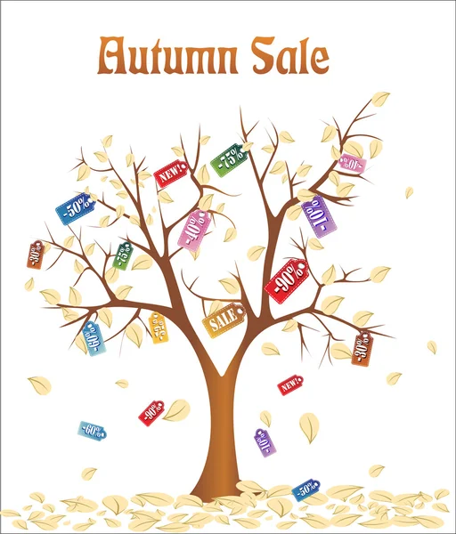 Árbol abstracto de otoño simbolizando descuento, venta . — Vector de stock