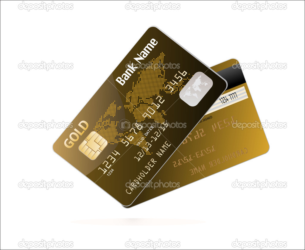 Detailed glossy gold credit card