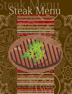biftek yemek listesi. kartı tasarım şablonu.