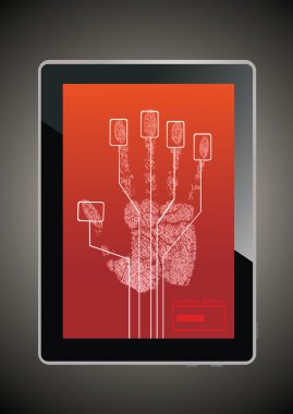 tablet pc ekran el üzerinde baskı