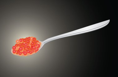 kaşık içinde kırmızı havyar