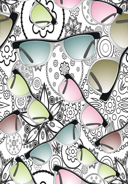 Sømløst mønster med briller – stockvektor