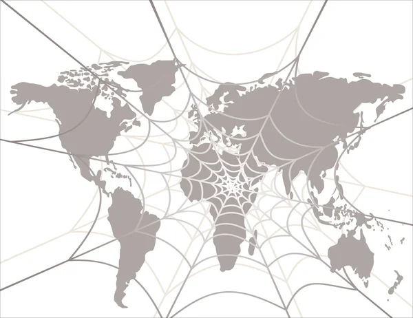 Mappa del mondo e ragnatela. World wide web . — Vettoriale Stock