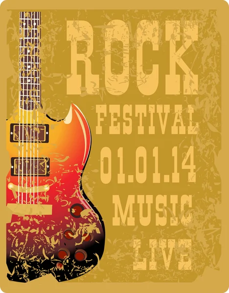 Billboard rockový festival s elektrickou kytarou — Stockový vektor