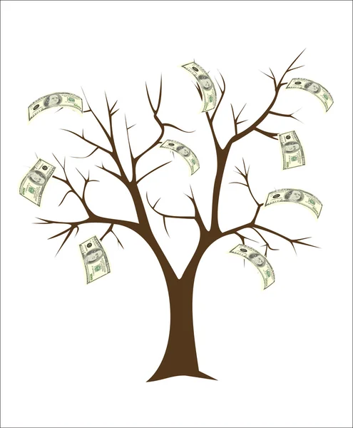 Pieniądze drzewa wykonane półmetrowy — Wektor stockowy