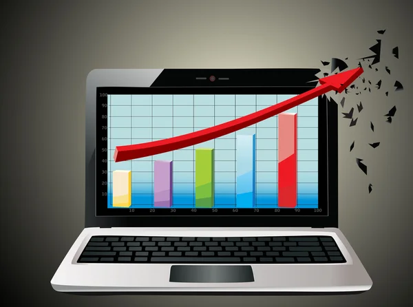 Concetto di profitto, freccia rossa e grafico di crescita del business — Vettoriale Stock