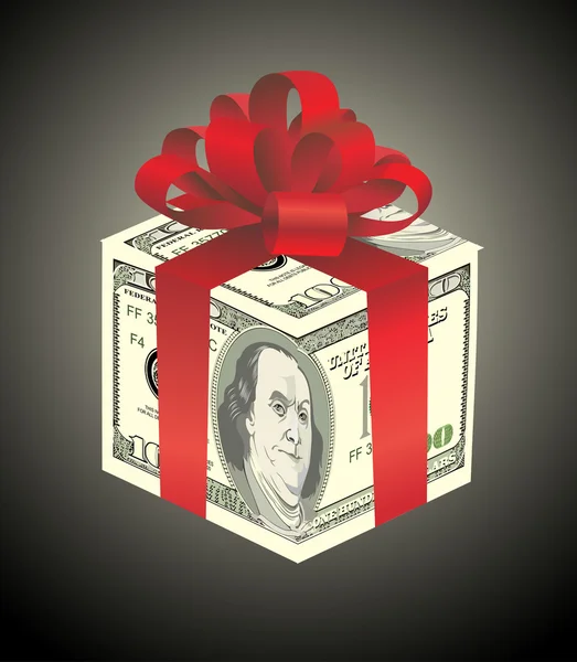 Doos van de gift van het geld van 100 dollar — Stockvector